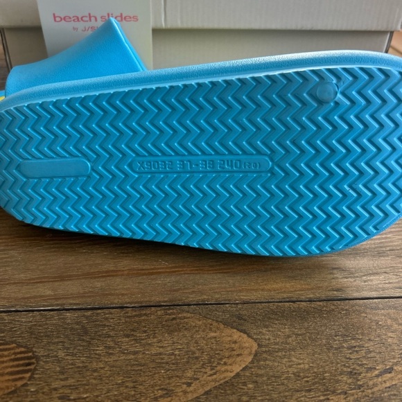 Beach JSLIDES, SQUISH Foam soft as clouds Turquoise/Yellow Slides Sandals Sz 7 - Picture 5 of 7